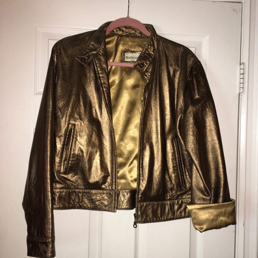 Vintage Sharagano Paris gold leather jacket - Picture 1 of 7